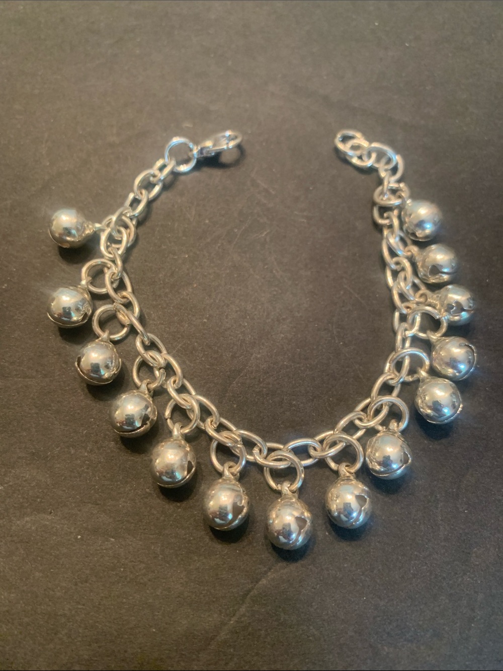 Vintage Silver Tone Chiming Bells Elegant Bracelet 7 inch